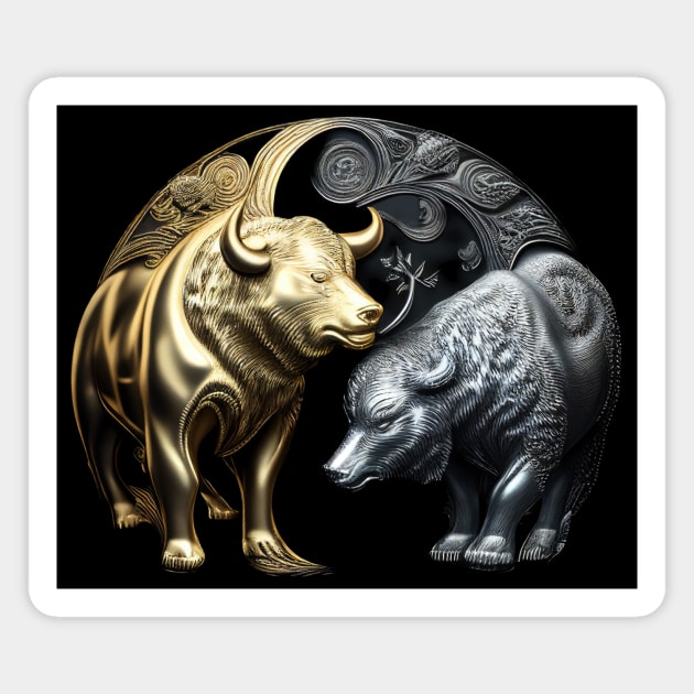 Gold and Silver Bears Magnet by aicharactersart